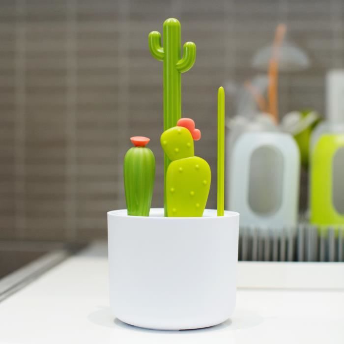 Egoutte biberon cactus - TOMY - Set de brosses - 4 tailles - Pot avec trous