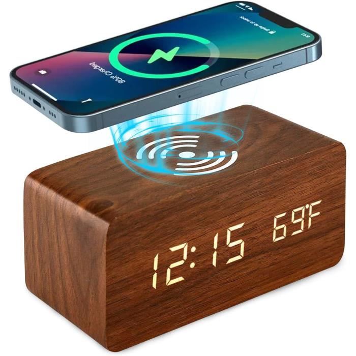 réveil 3en1 LED Horloge de chevet USB avec station de charge
