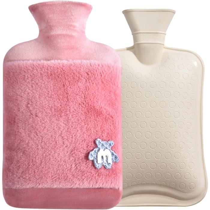 Bouillotte En Caoutchouc 2 Litres Avec Housse Polaire - Bleu Et Blanc 35x20 Cm - NEUVE