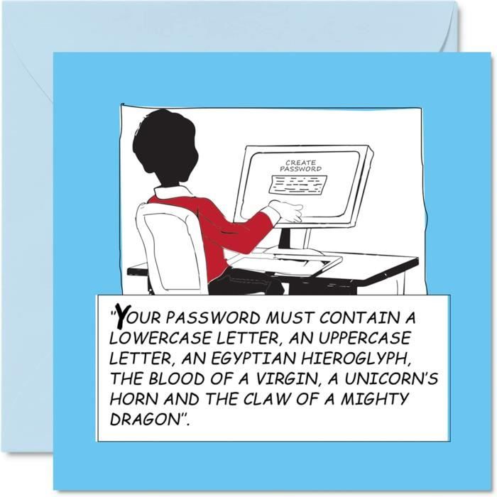 Funny Birthday Card For Him - Your Password Must Contain - Joke Mens ...