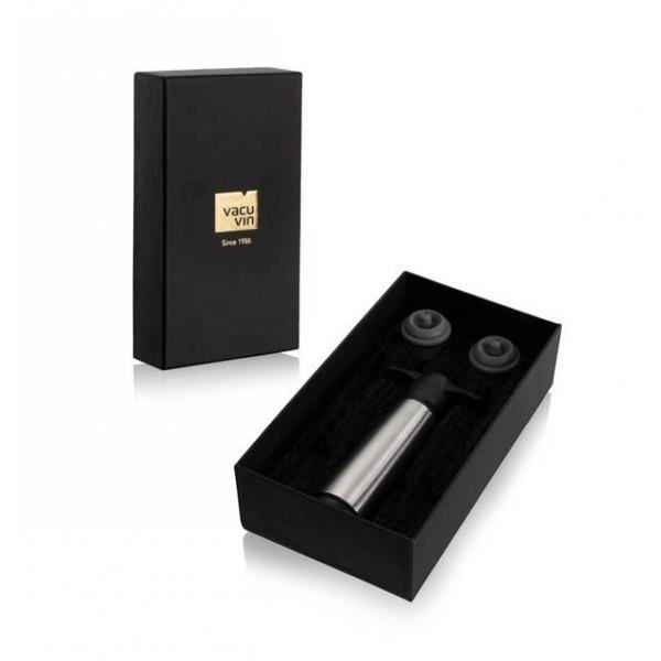 VACUVIN Coffret Pompe en acier brossé + 2 bouchons