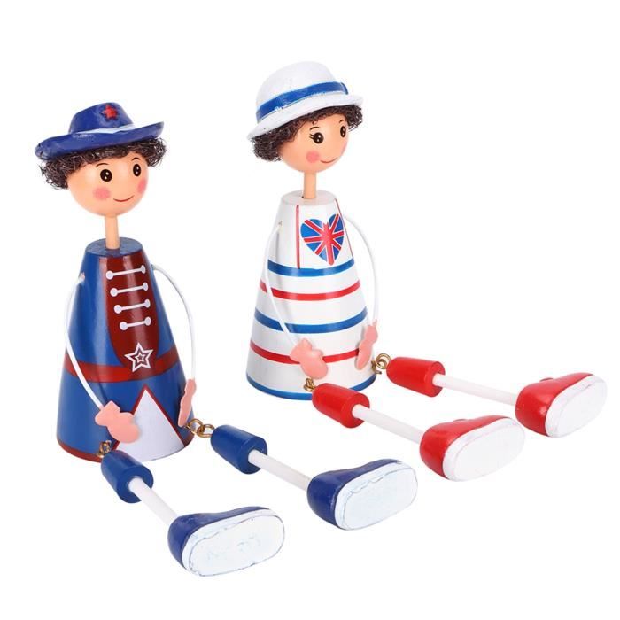 Poupées Marionnettes En Bois à Longues Jambes – Set De 2 – Déco Murale Ou Fenêtre – Cadeau Mariage Ou Anniversaire