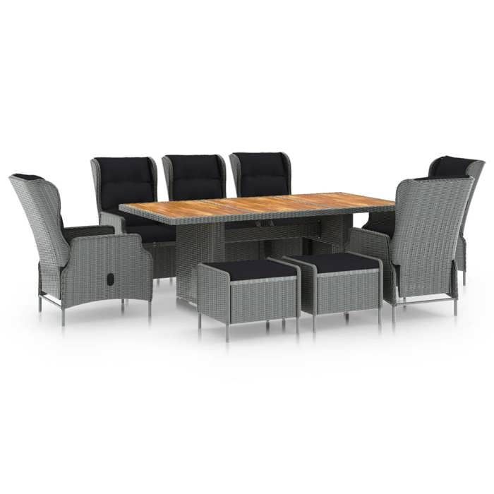 vidaXL Mobilier à dîner 9 pcs avec coussins Résine tressée - vue 3