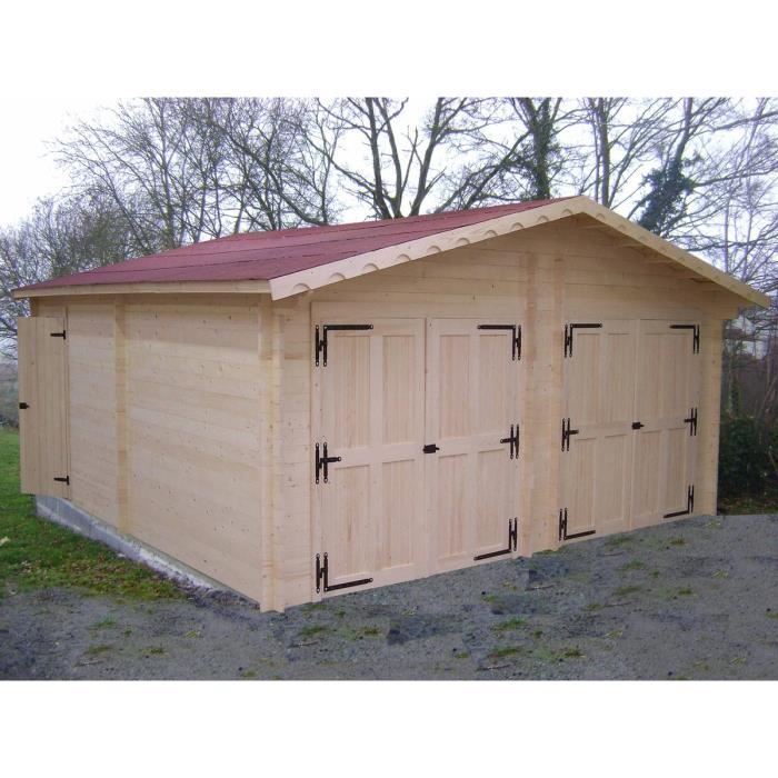 Garage double en bois massif - Double rainurage - 42,16m²