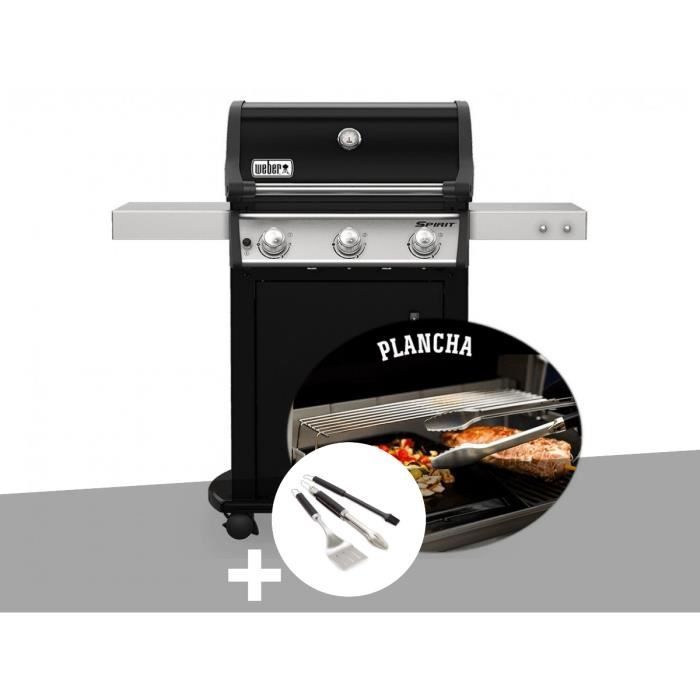 Barbecue - WEBER - Spirit E-315 - Mix gril et plancha - 12 personnes - Gaz - Noir