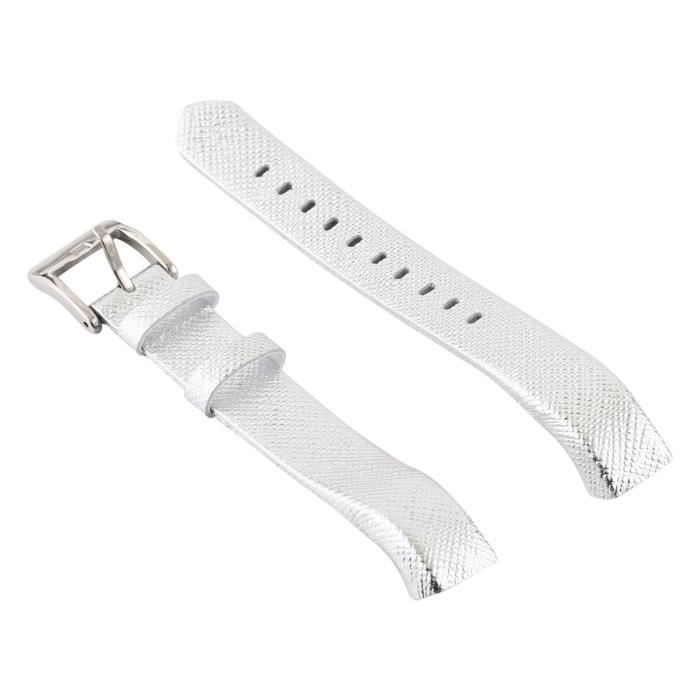 Bracelet pour montre connectée de en cuir brillant avec Smartwatch Fitbit Alta blanc - 453021 Blanc