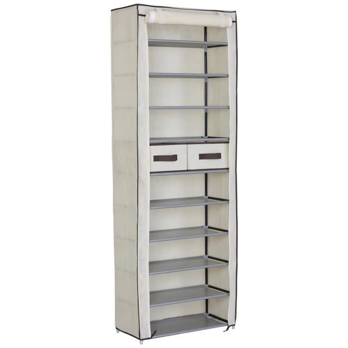 Woltu Etagere A Chaussures En Tissu Meuble A Chaussures 11 Couches Range Chaussures Pliante 60x29x175 Cm Creme