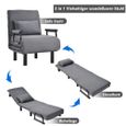 Canapé-lit-fauteuil convertible, dossier réglable sur 6 positions, fauteuil pliable avec oreillers, assise rembourrée, canapé méridi-1