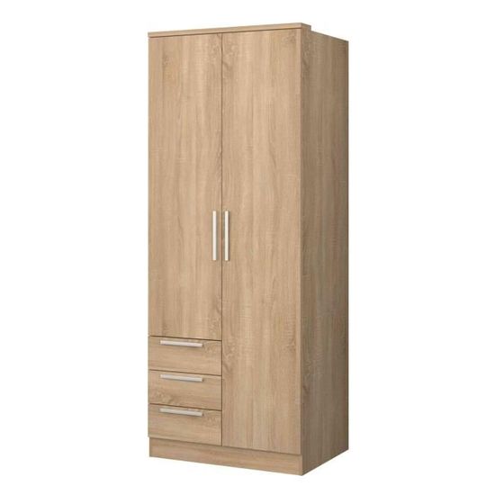 Armoire 2 Portes 3 Tiroirs En Bois Imitation Chene Ar9002