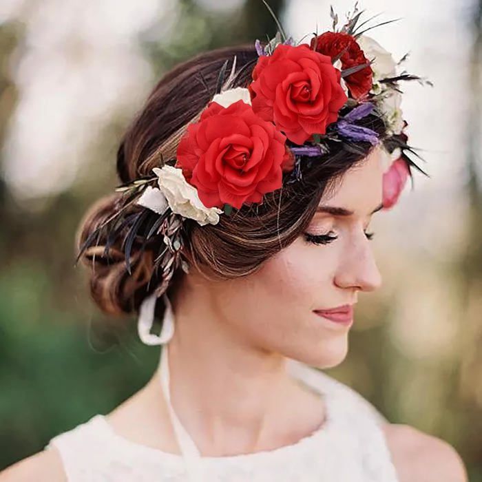 Fleur rouge cheveux mariage discount