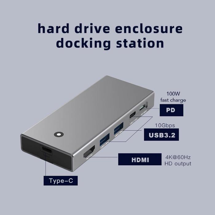 Station D'accueil Double Baie SSD M.2 NVMe/SATA - USB-C 10 Gbit/s - Compatible 2230/42/60/80/110 - Alimentation 12V Incluse - 2