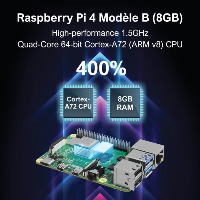 Xute Nouveau Raspberry Pi 4 Modèle B 8 Go RAM Starter Kit avec 128