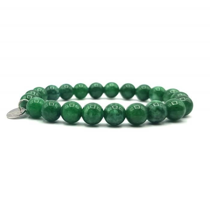 Bracelet En Jadéite Véritable Verte - Perles Pierre Naturelle Fait Main - Neuf Sans Emballage