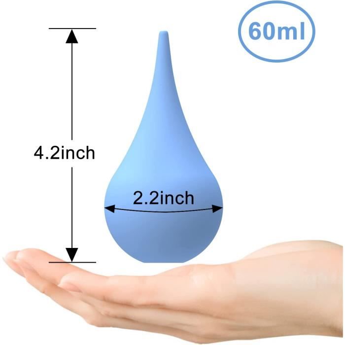 Poire effilée en polyéthylène bleu 27ml pour le nettoyage du nez et des  oreilles.