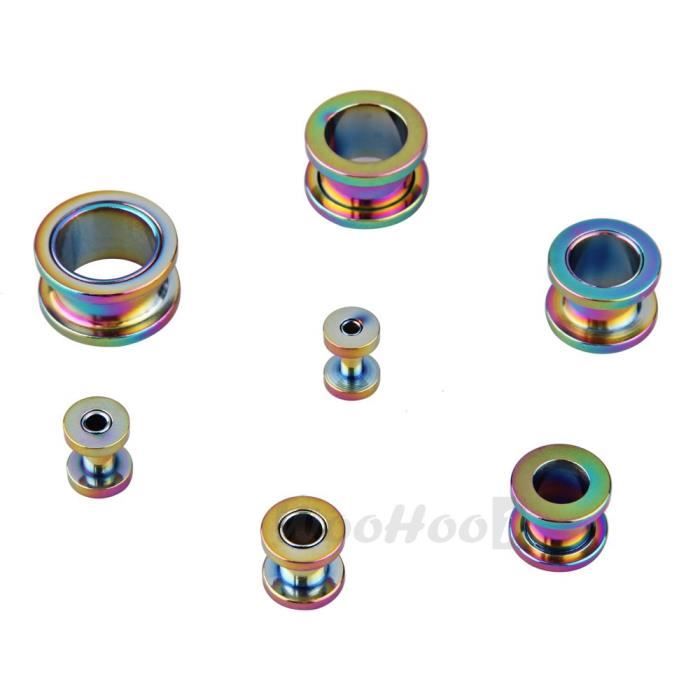 Plug Tunnel Ecarteur D'Oreille En Acier - Recouvert D'Abalone