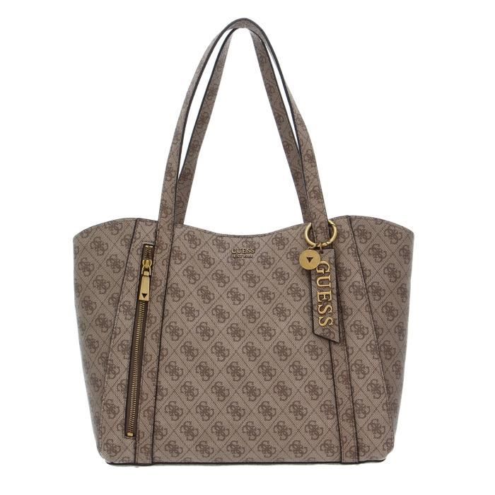 GUESS Naya Trap Tote Latte 104637 Marron Cdiscount Bagagerie Maroquinerie