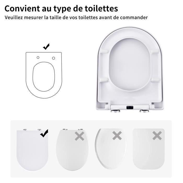 Abattant WC Frein de Chute Lunettes Toilettes en UF Couvercle de