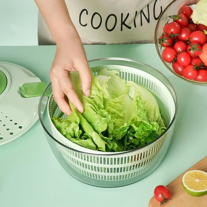 Essoreuse à Salade 3L - Panier Avec Couvercle - ABS Alimentaire - Pour Laver Et égoutter Légumes, Pâtes... - 21x21x15 Cm