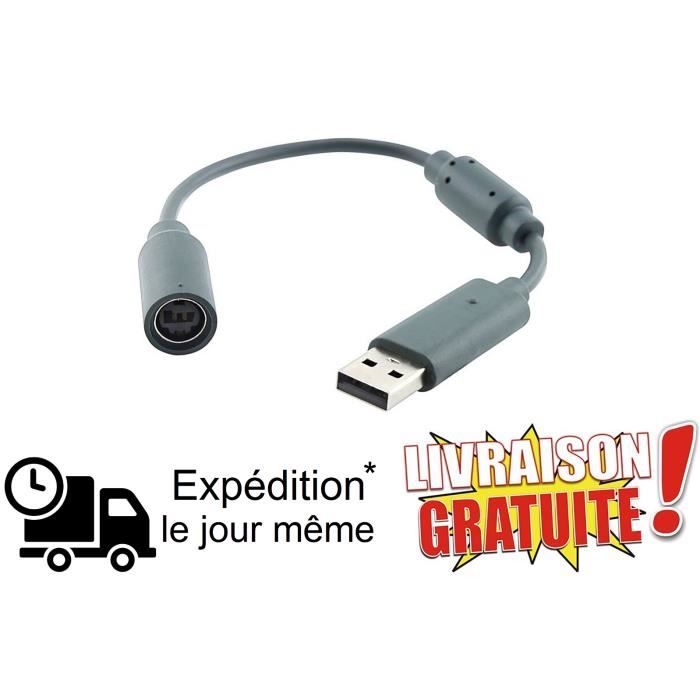 Câble USB Pour Manette Xbox 360 - Blanc - Charge Et Connexion - Neuf Scellé - Fabriqué En France