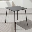 Table de jardin et 4 fauteuils empilables - 70 x 70 x 72 cm - Acier - Palavas - Gris-2
