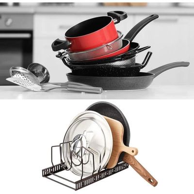 Organisateur Couvercles De Casserole - 7 Compartiments Réglables En Métal Pour Tiroir