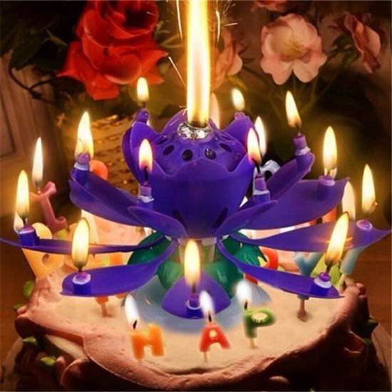 Belle Fleur De Lotus Anniversaire Bougies De Rotation Musique Bougies Pour Party Decoration Anniversaire Cdiscount Maison