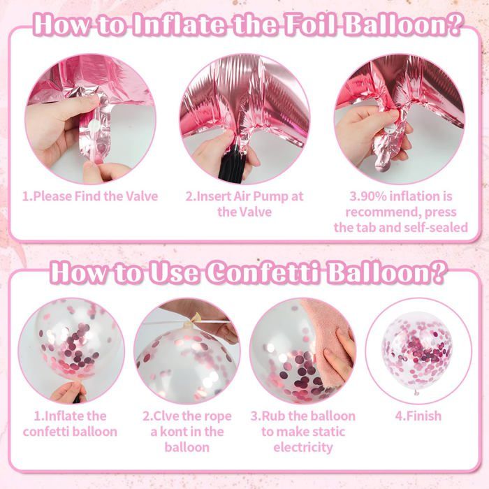 Décoration d'anniversaire pour Fille 8 Ans, Ballon 8e Anniversaire Rose