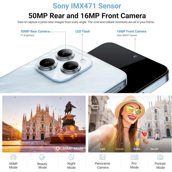Teléfono inteligente Fossibot S2, batería de 5000 mAh, cámara principal