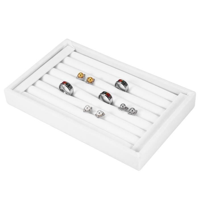 Présentoir à Bagues AIU Pour 100-120 Bijoux | Plateau Velours Noir 35x24cm | Organisation Bijoux