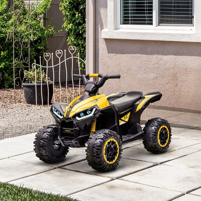 COSTWAY Quad Électrique Enfants 24V avec 4 Moteurs, Voiture Électrique Enfants 2 Places avec Lumières LED, Musique, Marche Avant/Arrière, Frein, 2