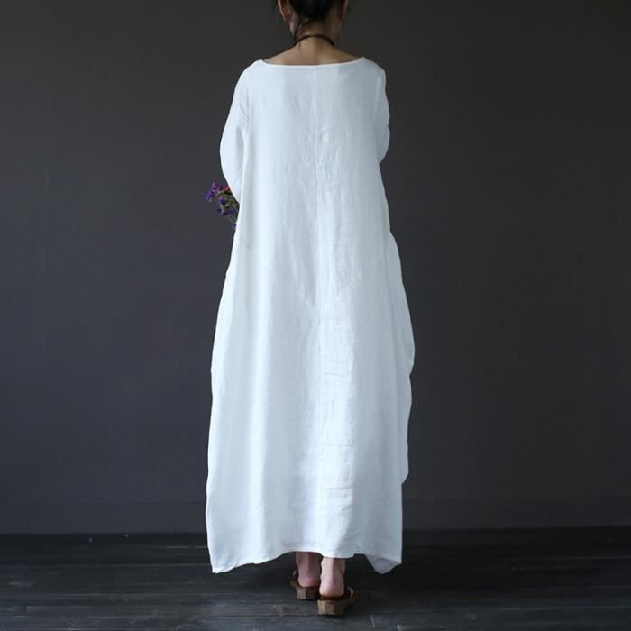 2018 Summer femmes plus taille robes coton robe de lin blanc robe
