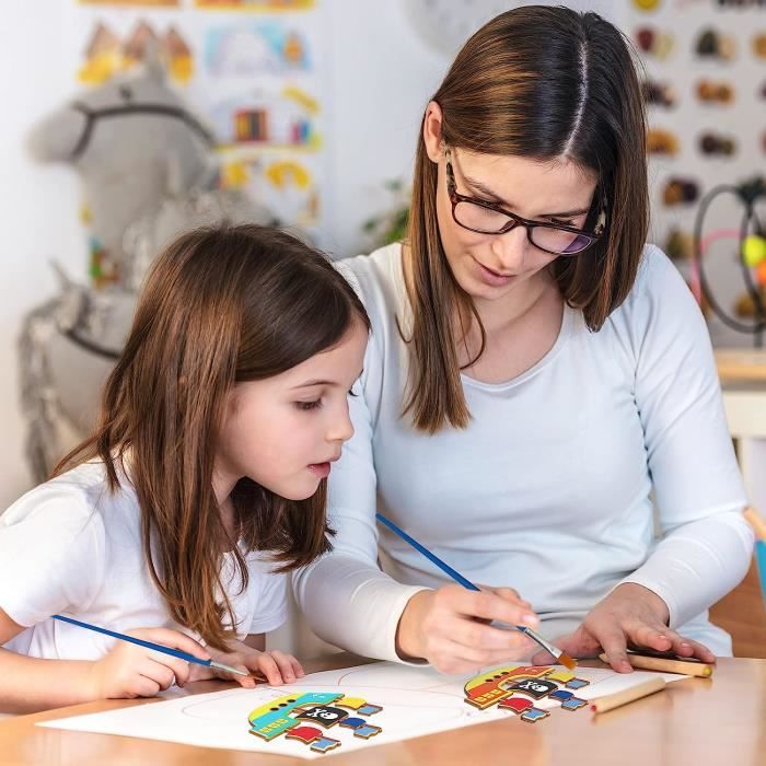 Kit DIY Carillons à Vent Chauves-souris En Bois – 9 Pièces à Peindre – Avec Tubes, Cordes, Pinceaux – Loisir Créatif Enfant