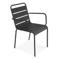 Table de jardin et 4 fauteuils empilables - 70 x 70 x 72 cm - Acier - Palavas - Gris-3