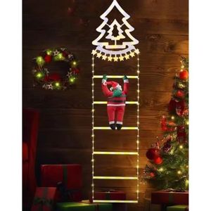 Décoration Noël Père Noël Escaladeur Rouge - 108 X 50 Cm - à Suspendre Extérieur/intérieur