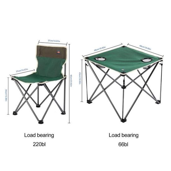 Table de Camping + 4 Chaises Pliant Léger Portable pour Pique-Nique  Grillade Randonnée Pêche avec Sac de Transport - Vert - Cdiscount Sport