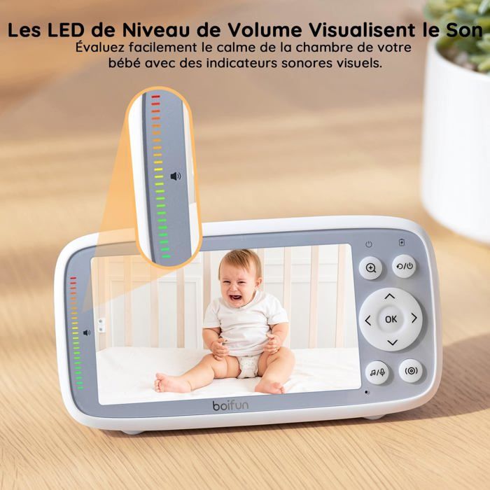 4”Babyphone 2 Cameras,Camera Bebe 720P Véritable Ips,Zoom 3X,Vision ...