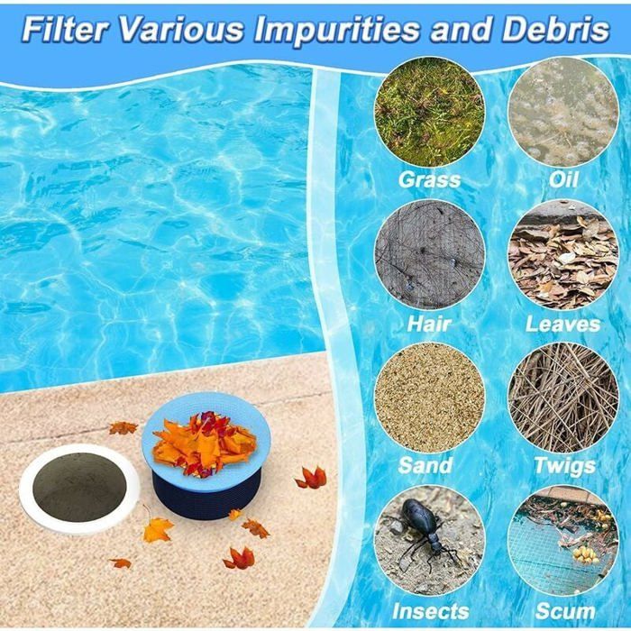 Filtre Chaussette Skimmer Piscine DLZAOAO - Bleu - 30 Chaussettes - Attrape Efficacement Les