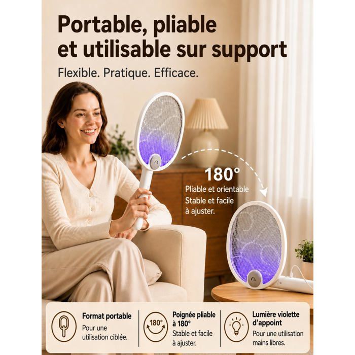 Raquette AntiMoustique 4000V,1800mAh Pliable USB Rechargeable,3 — free download