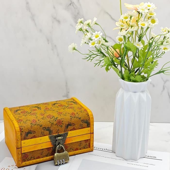 Lot De 6 Mini Caisses En Bois - Coffre Au Trésor Rectangulaire, Kit DIY, Rangement Décoration, 27x16.5x4.8 Cm, Jaune