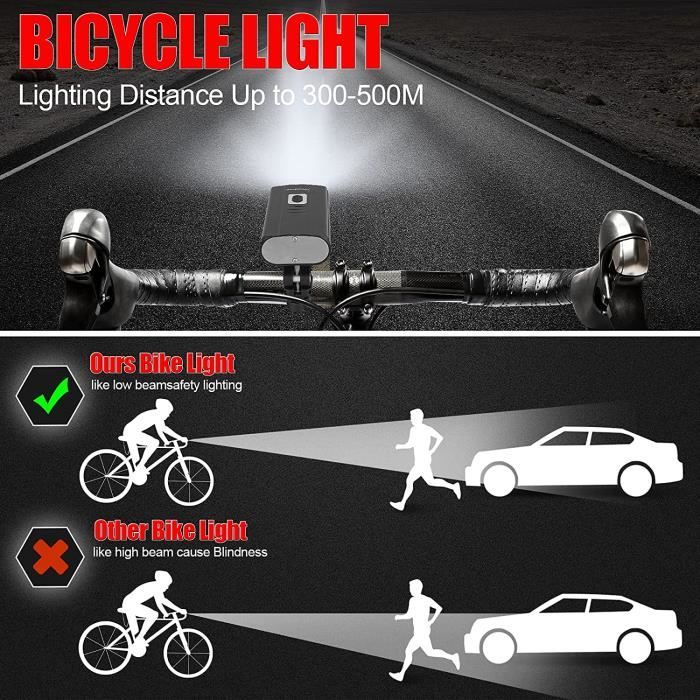 Lumiere velo Eclairage Velo USB Rechargeable 5 Modes de Feux de Velo 1000 Lumens 2 LEDs Lampe Velo Lampe Velo IP65 Etanche A24 Cdiscount Sport