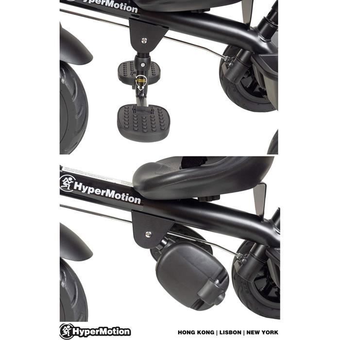 HyperMotion Tricycle Bébé Evolutif 1-5 Ans (20 KG Max) | Poussoir Réglable, Ceinture de sécurité, Siège Confortable, Roues Larges Increvables, Léger (Vélo 5,7Kg) Tobi Vector Noir