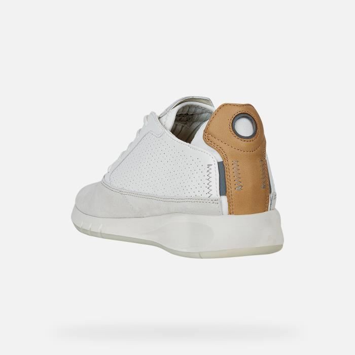 Baskets basses GEOX U AERANTIS Homme Cuir Blanc Respirantes