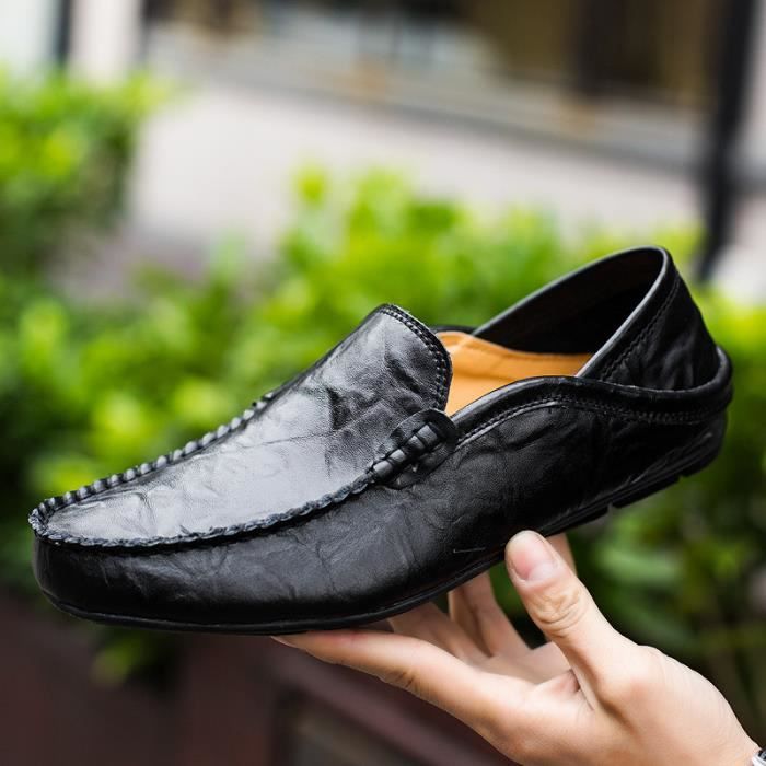 Chaussures Homme en Cuir Noir JS SLIP ON Couture Fashion Simple Noir Cdiscount