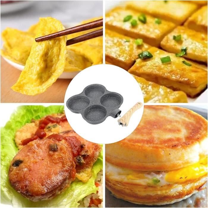 Omelette Poêle à 4 Trous Avec Revêtement Ergonomique En Pierre Maifan, Cuisine Polyvalente Pour La Maison