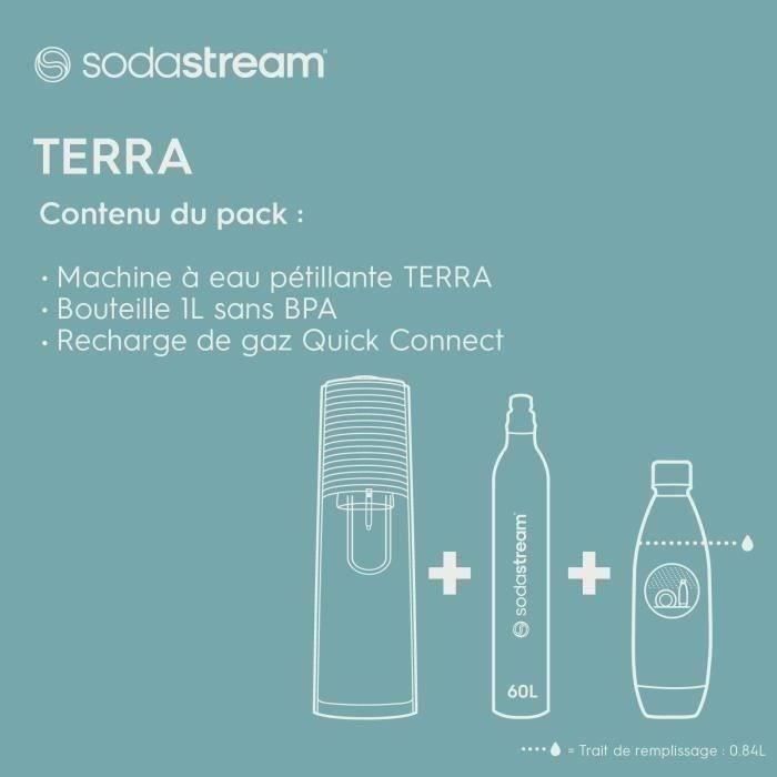 Machine à soda SODASTREAM Terra noire pack 1 bouteille + 1 recharge