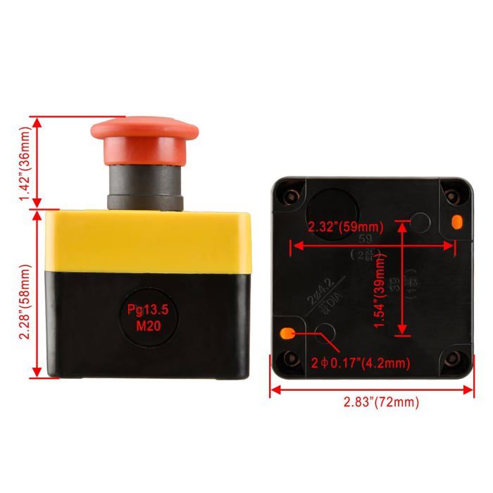 Heschen Red Sign Interrupteur d'arrêt d'urgence à bouton-poussoir résistant aux intempéries 660 V 10 A avec boîte et clé (2NC Heschen Red Sign Interrupteur d'arrêt d'urgence à bouton-poussoir résistant aux intempéries 660 V 10 A avec boîte et clé (2NC