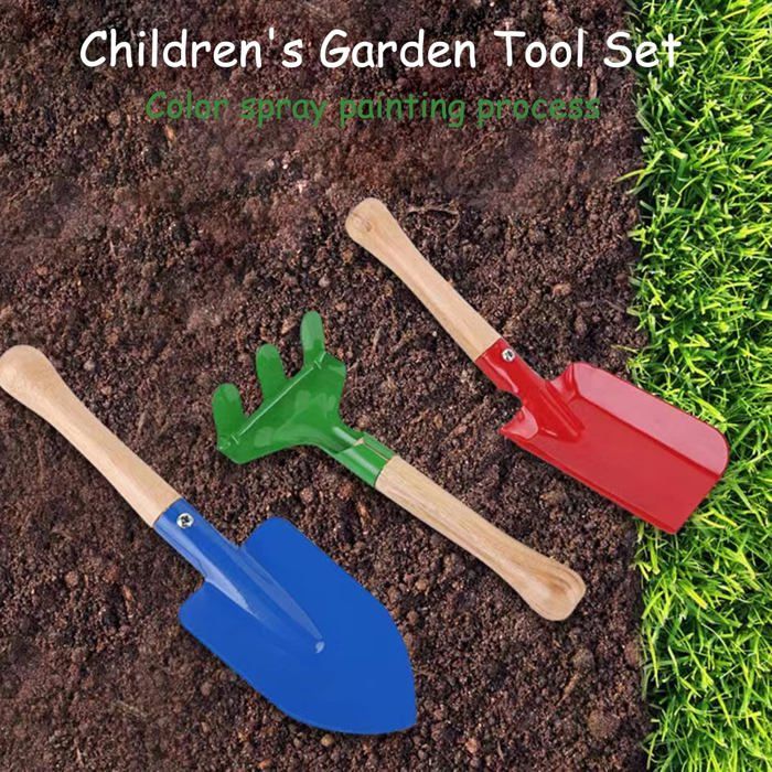 Outils de jardin pour enfants Mini avec pelle, bêche, râteau - Kit de jardin coloré - Outil de jardin pour enfants et adultes (3 pièces)-JUSCH