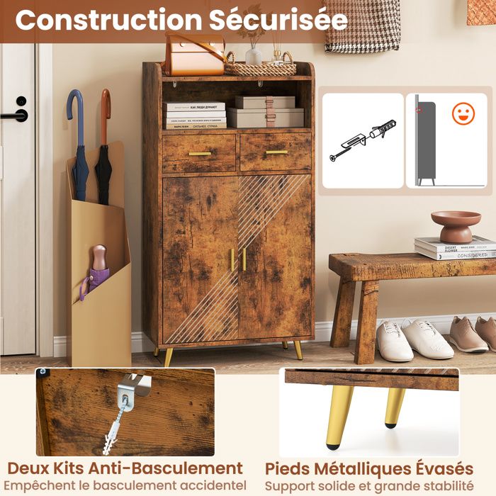 Meuble De Salle De Bain COSTWAY à 2 Tiroirs Et 2 Paniers - Colonne Gain De Place Avec Roues, 19 X 50 X 72 Cm (Noir)