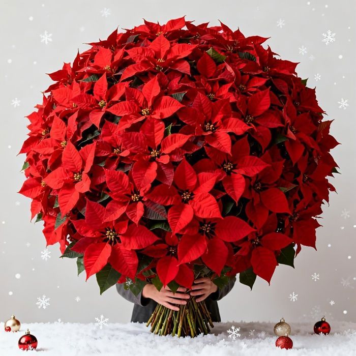 4 Bouquets De Poinsettia Artificiels Rouge Vif – Décorations De Noël Réalistes, Réutilisables, Pour Intérieur