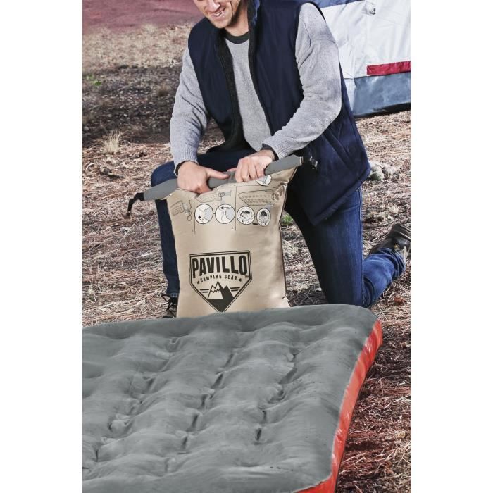 BESTWAY Matelas gonflable camping Pavillo - 2 places Roll & Relax - 203 x  152 x 22 cm - Avec sac de gonflage - Cdiscount Sport